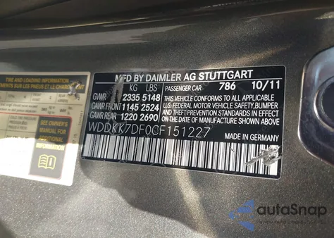 2012 Mercedes-Benz E 550 from USA, damaged, VIN WDDKK7DF0CF151227